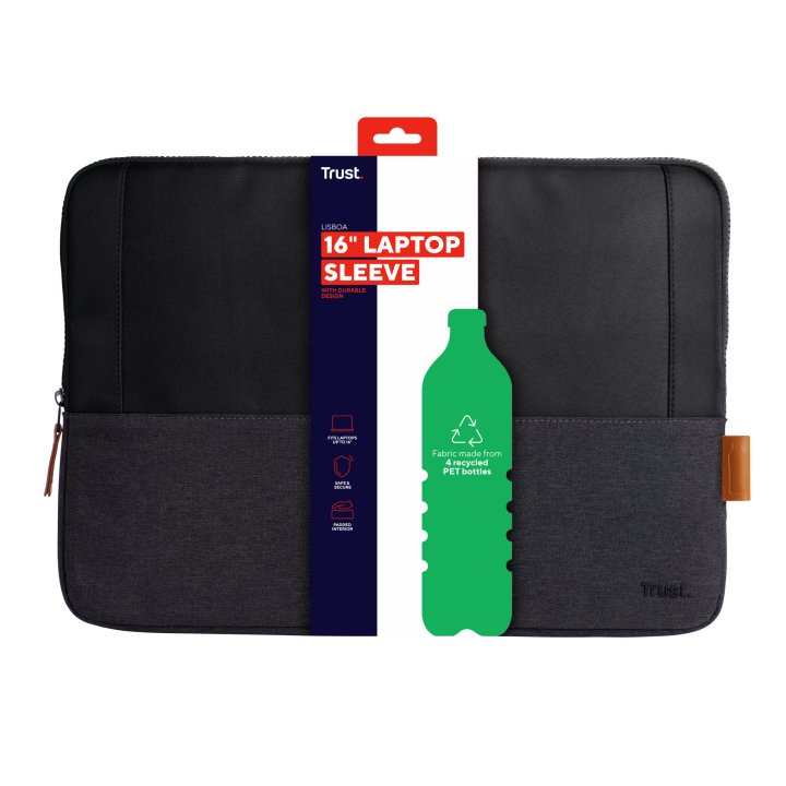 FUNDA UNIVERSAL TRUST LISBOA 25248 SOFT SLEEVE COLOR NEGRO - PARA TABLETS/PORTATILES HASTA 16